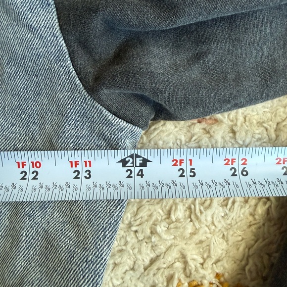 Oli & Hali Womens Denim Hooded Sweatshirt Jacket Button Cropped Layered Boho L - Picture 5 of 8